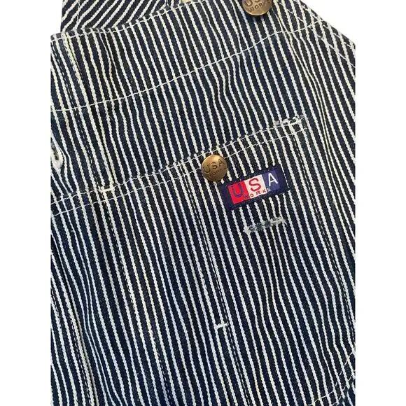 Vtg USA Works Sz 40x30 Railroad Stripe Adjustable Strap Carpenter Bib Overalls
